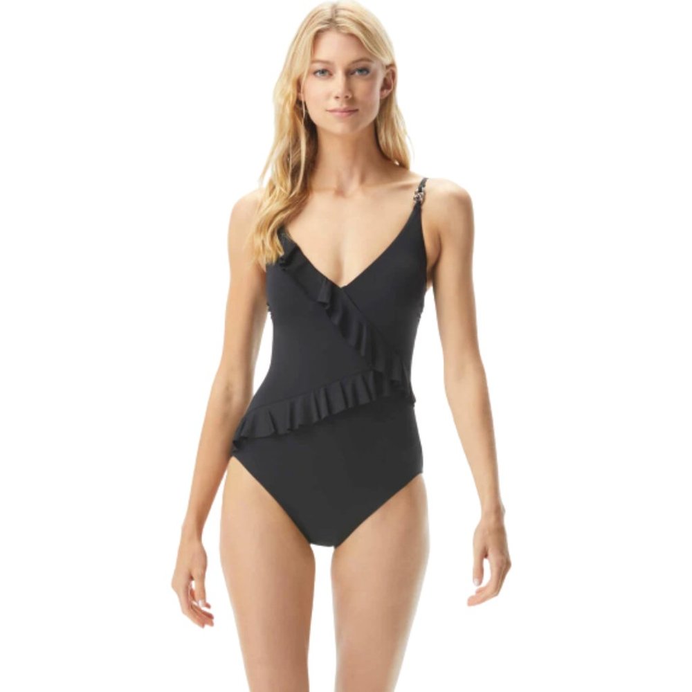 NWT Michael Kors Ruffle Black Swimsuit